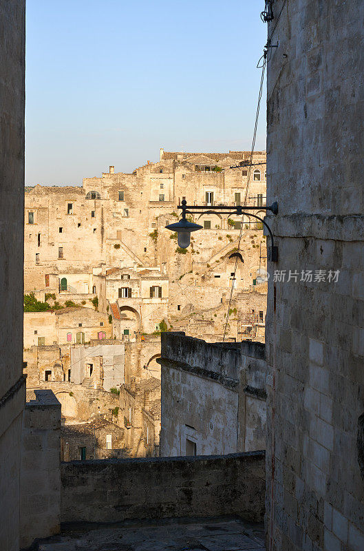 Sassi在Matera cityscape, Matera巴西利